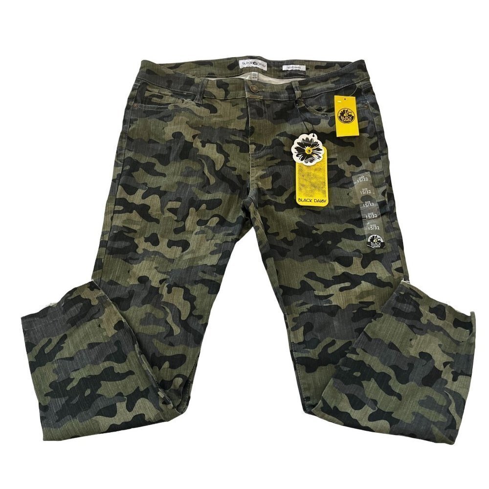 Black Daisy Billie Jeans Womens 15 Camo Skinny Mid-Rise Green‎ Camouflage NWT - Picture 3 of 10
